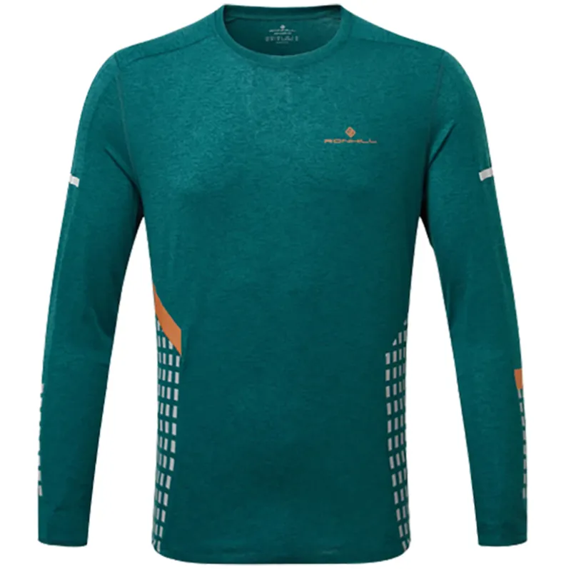 Ronhill Men's Tech Afterhours L/S Tee DpLagoon/Copper/Rflct